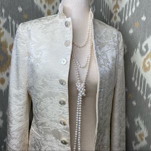 Ralph Lauren Spring ‘06 Runway Collection Ivory Damask Longline Cocktail Jacket